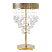 24" Height Gold Metal Table Lamp With Clear Hanging Crystals