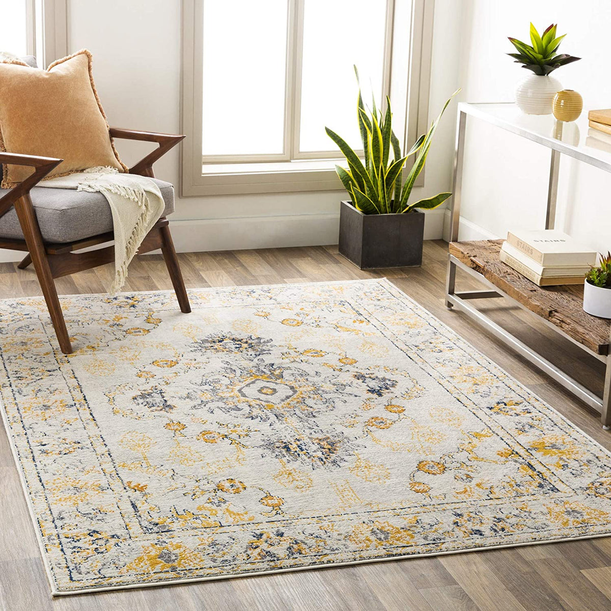 Yellow and gray area rug deals