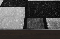 Gray/Grey Black Abstract Area Rug