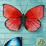 Tropical Butterfly 11"W Red and Black Capiz Shell Wall Decor