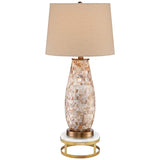 Kylie Mother of Pearl Tile Vase Table Lamp With Brass Round Riser