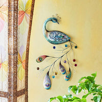 Eangee Peacock with Jeweled Tail 20" High Metal Wall Decor