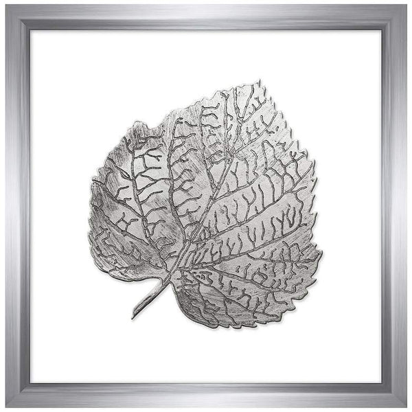 Leaf in Silver 16" Square Framed Wall Art