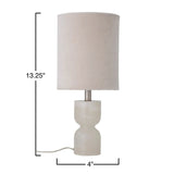 13.25 in. Alabaster Table Lamp with Cotton Velvet Shade