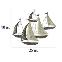 Eangee Group of Five Sailboats 25"W Capiz Shell Wall Decor