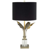 Cheri Antique Brass Leaves and Crystal Traditional Table Lamp