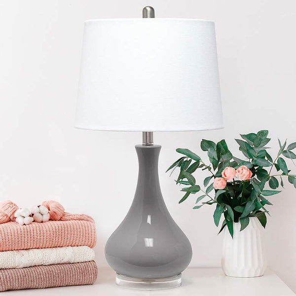 Lalia Home Gray Ceramic Droplet Table Lamp