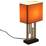17" Decorative Metal Table Lamp with Gold Modern Stand and Brown Silk Lampshade