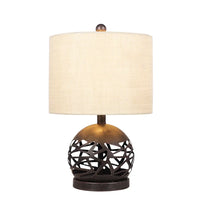 #1544 19.5 inch Brown Rustic Cage Cut Metal Table Lamp
