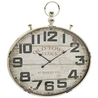 Donovan Distressed White Wood and Metal 36" High Wall Clock