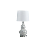 20" Silver Mirrored Crackle Glass Mosaic Curvy Table Lamp - Small