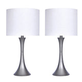 Metal Nickel Finish 25" Table Lamp Set (Set of 2)