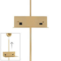 Kelowna Brass and Glass Swing Arm Plug-In Wall Lamp with USB-Outlet Shelf