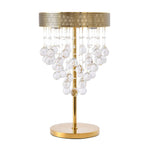 24" Height Gold Metal Table Lamp With Clear Hanging Crystals