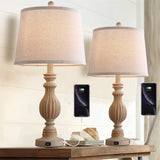 26" Bedside Nightstand Lamp with Dual USB Ports Set of 2 Without bulb