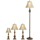 Traditional Font Table and Floor Lamps Set of 4