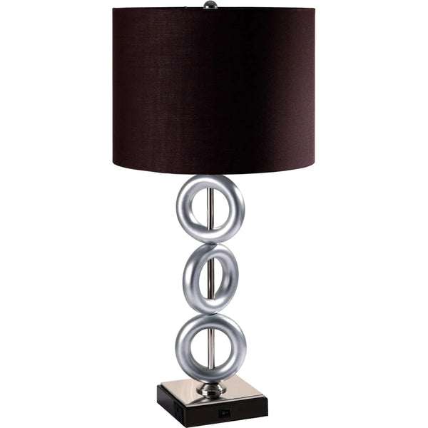 29" Silver Ceramic Geometric Table Lamp With Brown Classic Drum Shade - 13.75 x 13.75 x 29