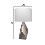 30 Inch Glass Geometric Table Lamp, Antique Grey, White