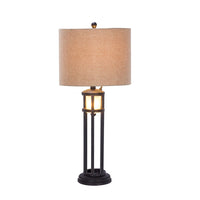 30 inch Black Metal & Frosted Glass Table Lamp with Nightlight