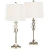 Hannah Brushed Nickel and Crystal Glass Accent Modern Table Lamps Set of 2