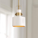 Courtney 6 1/2" Wide White and Soft Gold Mini Pendant