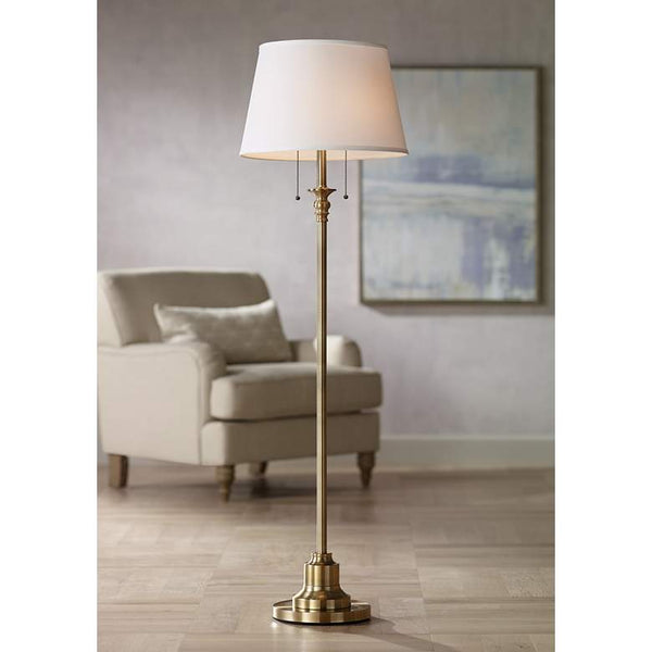 Spenser Brushed Antique Brass Traditional Floor Lamp