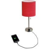 Ben Brushed Steel 19 1/2"H Accent Table Lamp w/ Red Shade