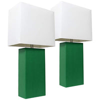 Albers Green Leather Accent Table Lamp Set of 2
