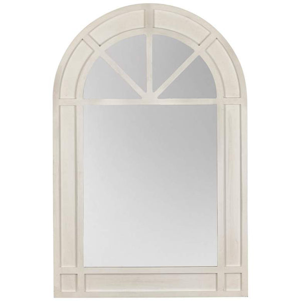 Milly White Wood 23 1/2" x 35 1/2" Arch Top Wall Mirror