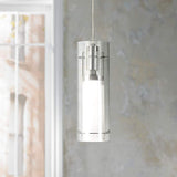 ET2 5 1/2" Wide Clear Cylinder and Frosted Glass Modern Pendant Light