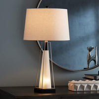 Nina White Glass Table Lamp with LED Nightlight