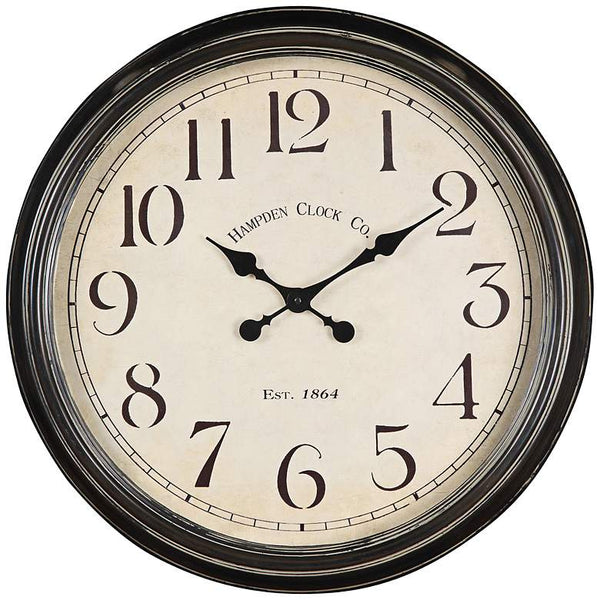 Cooper Classics Whitley Aged Black 24" Round Wall Clock