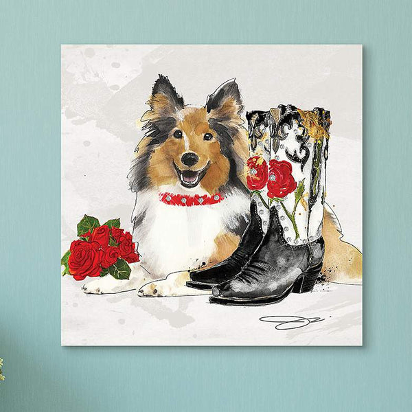 Collie Unframed 23 1/4" Square Glass Graphic Wall Art