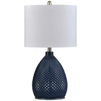 Delevan Navy Blue Glass Table Lamp