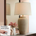 Austin Sand Ridged Southwest Rustic Jug Table Lamp With USB Dimmer