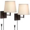 Lanett Black Plug-in Swing Arm Wall Lamps Set of 2 with USB Port