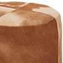 Wilson Brown and Ivory Leather Hide Round Ottoman