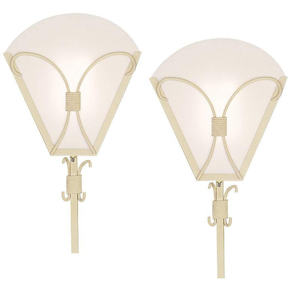 Bow-Tie 12" High Deco Luxe Beige Plug-in Wall Lights Set of 2