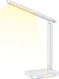 LED Desk Lamp Night Light, 10 Brightness, 5 Color Temperature, USB Charging Port, 1H Timer, Touch Control