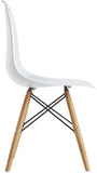 Giantex DSW Dining Chair, Pre Assembled Mid Century Style Wood Dining Chairs, Modern DSW Chair, Shell Lounge Plastic Side Chair for Kitchen, Dining, Bedroom, Living Room, Set of 4, White