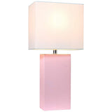 Elegant Designs Blush Pink Leather Table Lamps Set of 2