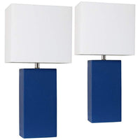 Elegant Designs Royal Blue Leather Table Lamps Set of 2