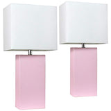 Elegant Designs Blush Pink Leather Table Lamps Set of 2