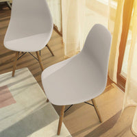 Giantex DSW Dining Chair, Pre Assembled Mid Century Style Wood Dining Chairs, Modern DSW Chair, Shell Lounge Plastic Side Chair for Kitchen, Dining, Bedroom, Living Room, Set of 4, White