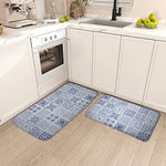 Floral 2 Pcs Anti Fatigue Herbs Floral Kitchen Floor Mat Washable Water Absorbent Sage Leaves Kitchen Rugs for Bathroom Laundry Sink Kitchen Standing Mat