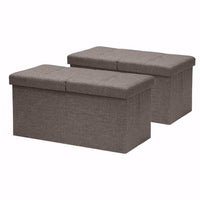 Linen Fabric Ottoman with SMART LIFT Top - 2 Piece Set