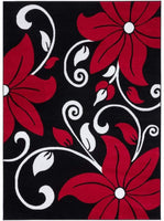 Victoria Collection Modern Red Floral Soft Area Rug
