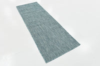 Casual Transitional Indoor Outdoor Flatweave Aquamarine Area Rug