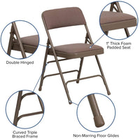 Curved Triple Braced & Double Hinged Fabric Metal Folding Chair