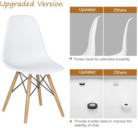 Giantex DSW Dining Chair, Pre Assembled Mid Century Style Wood Dining Chairs, Modern DSW Chair, Shell Lounge Plastic Side Chair for Kitchen, Dining, Bedroom, Living Room, Set of 4, White